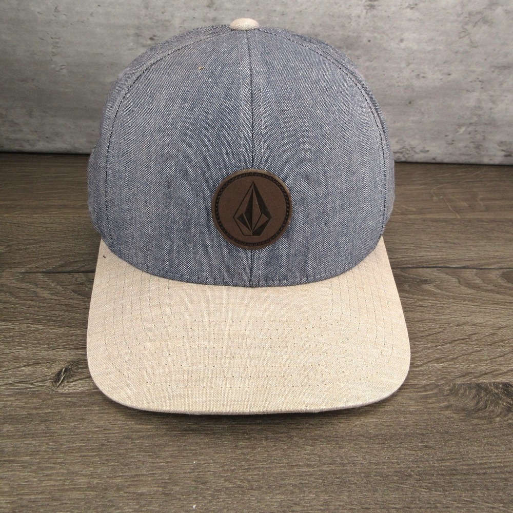 Volcom Hat Cap Snap Back Mens One Size Gray Beige Quarter Fabric Streetwear